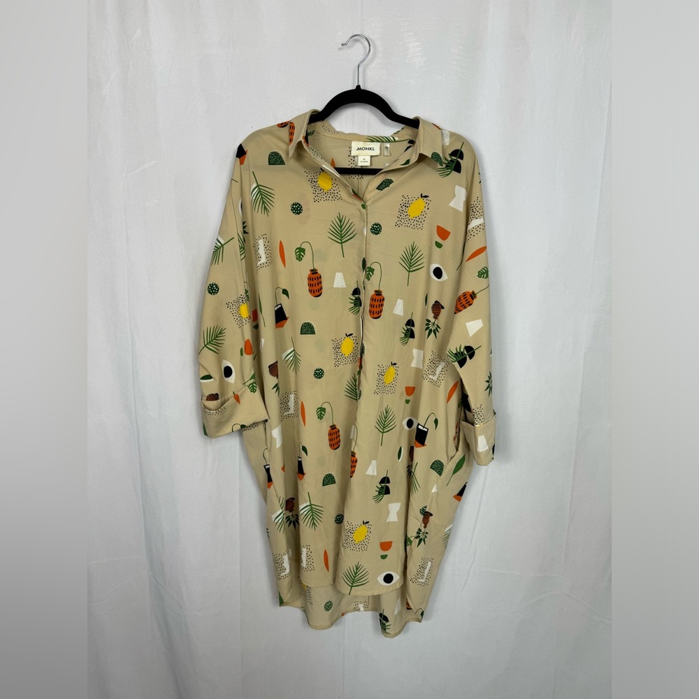 Oversized abstract print tshirt dress with pockets